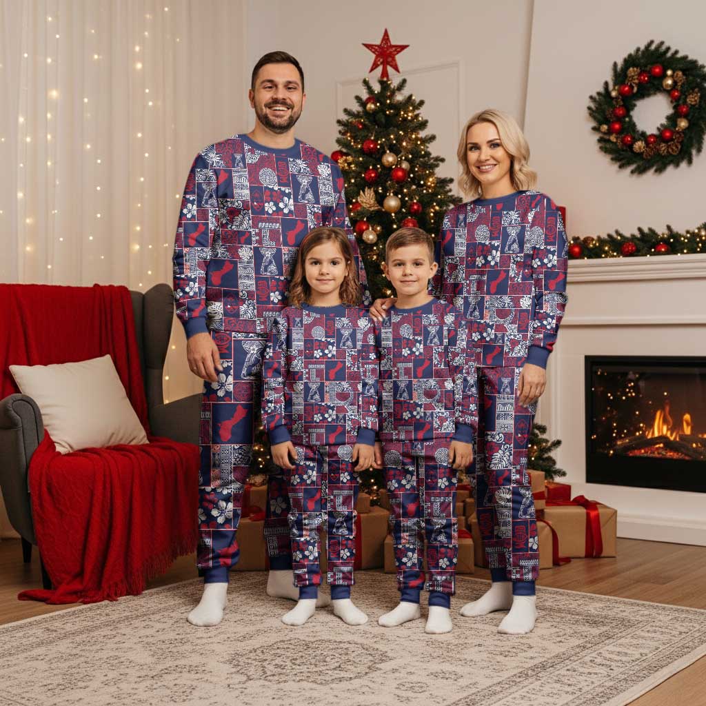 Guam Felis Pasgua Christmas Pajama Set Pacific Patchwork Xmas Vibes LT9 - Polynesian Pride