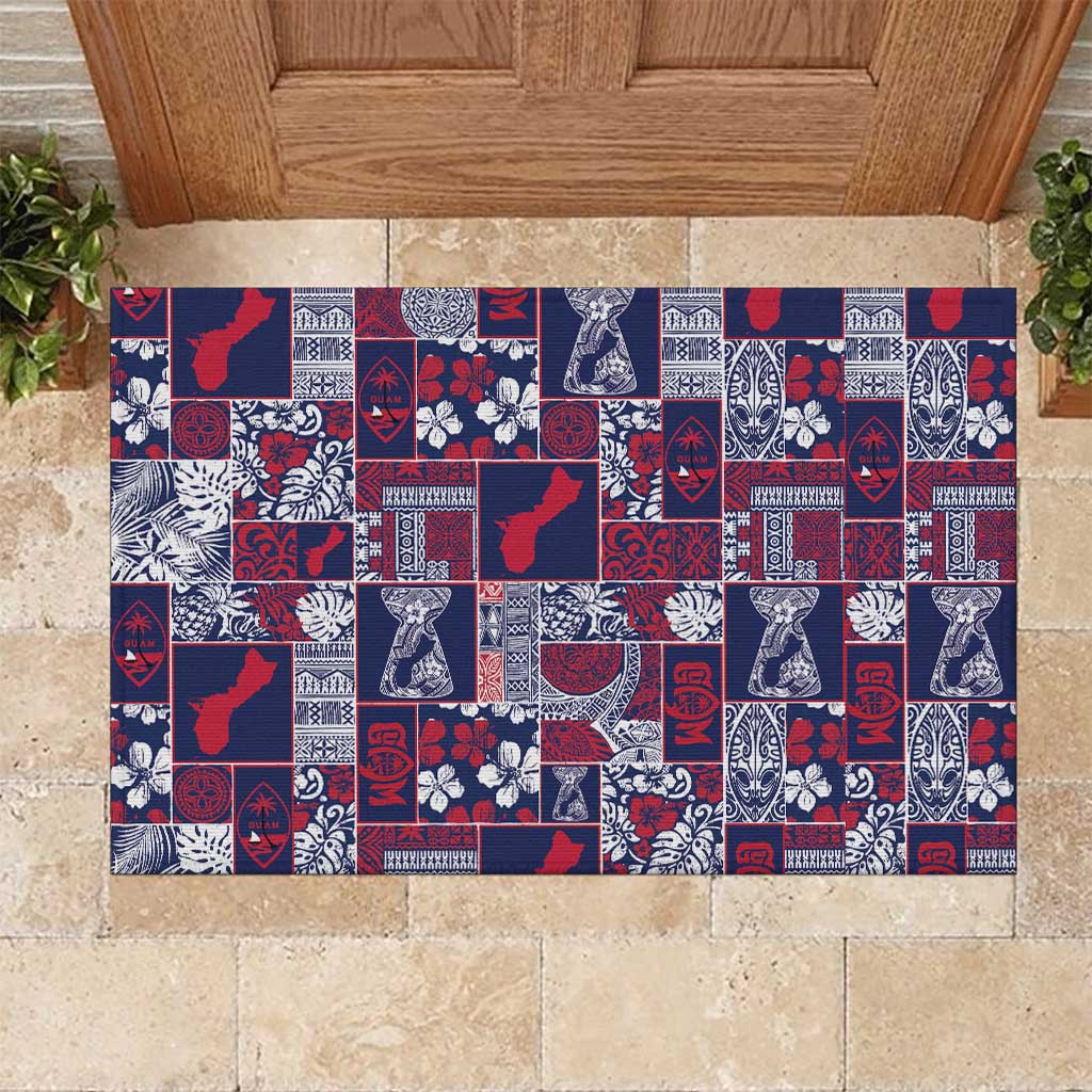 Guam Felis Pasgua Rubber Doormat Pacific Patchwork Xmas Vibes - Polynesian Pride