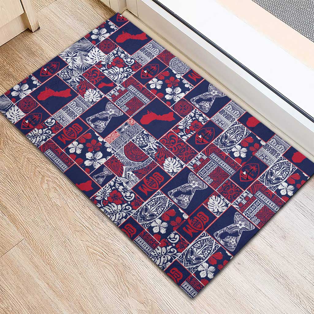 Guam Felis Pasgua Rubber Doormat Pacific Patchwork Xmas Vibes - Polynesian Pride