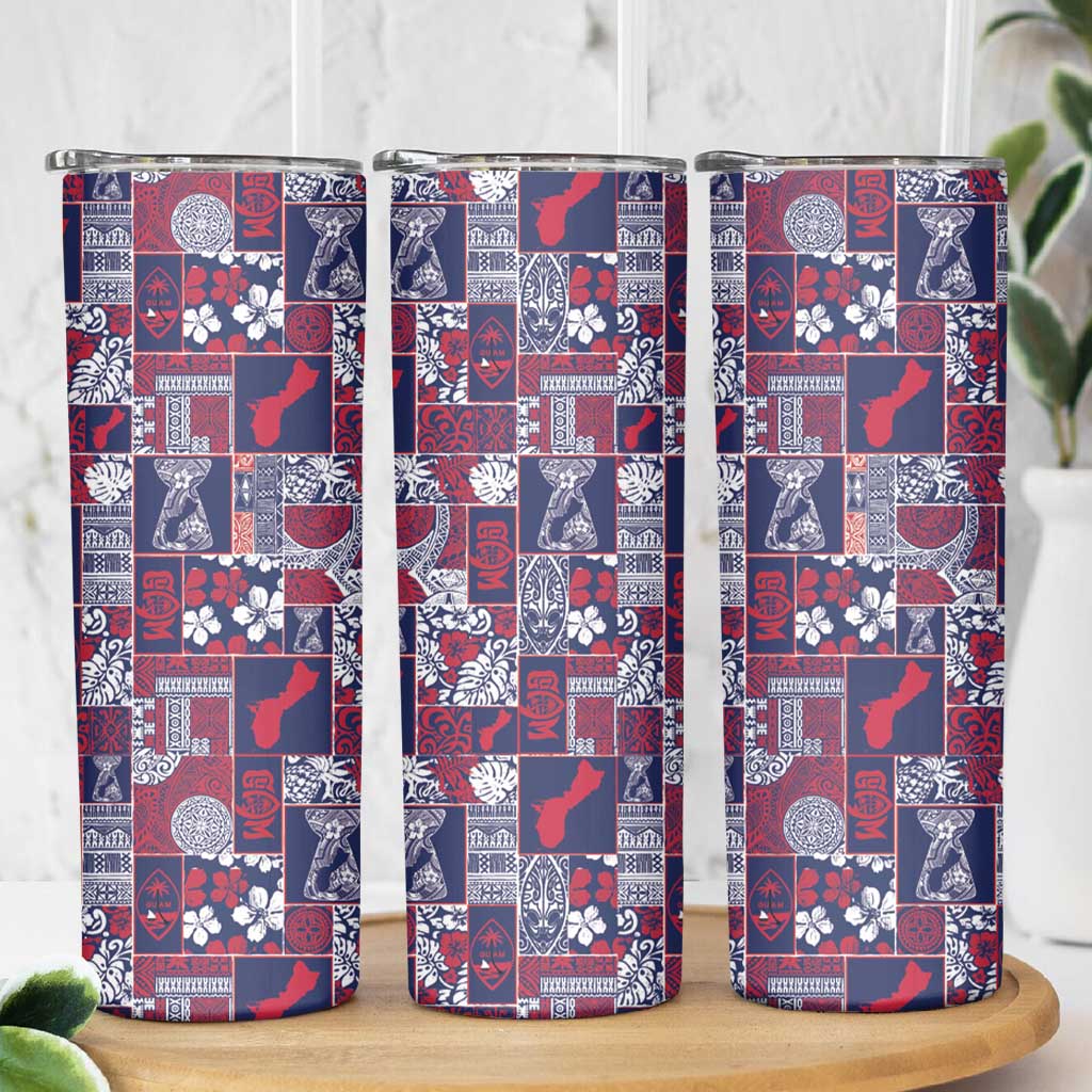 Guam Felis Pasgua Skinny Tumbler Pacific Patchwork Xmas Vibes - Polynesian Pride