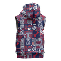 Guam Felis Pasgua Sleeveless Zip Hoodie Pacific Patchwork Xmas Vibes - Polynesian Pride