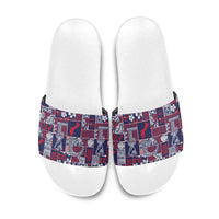 Guam Felis Pasgua Slide Sandals Pacific Patchwork Xmas Vibes - Polynesian Pride