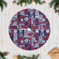 Guam Felis Pasgua Tree Skirt Pacific Patchwork Xmas Vibes LT9 Casual Blue - Polynesian Pride