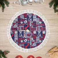 Guam Felis Pasgua Tree Skirt Pacific Patchwork Xmas Vibes LT9 Fringed Blue - Polynesian Pride