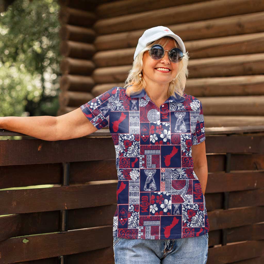 Guam Felis Pasgua Women Polo Shirt Pacific Patchwork Xmas Vibes - Polynesian Pride