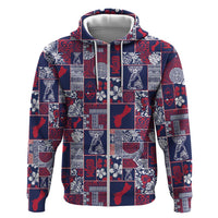 Guam Felis Pasgua Zip Hoodie Pacific Patchwork Xmas Vibes - Polynesian Pride