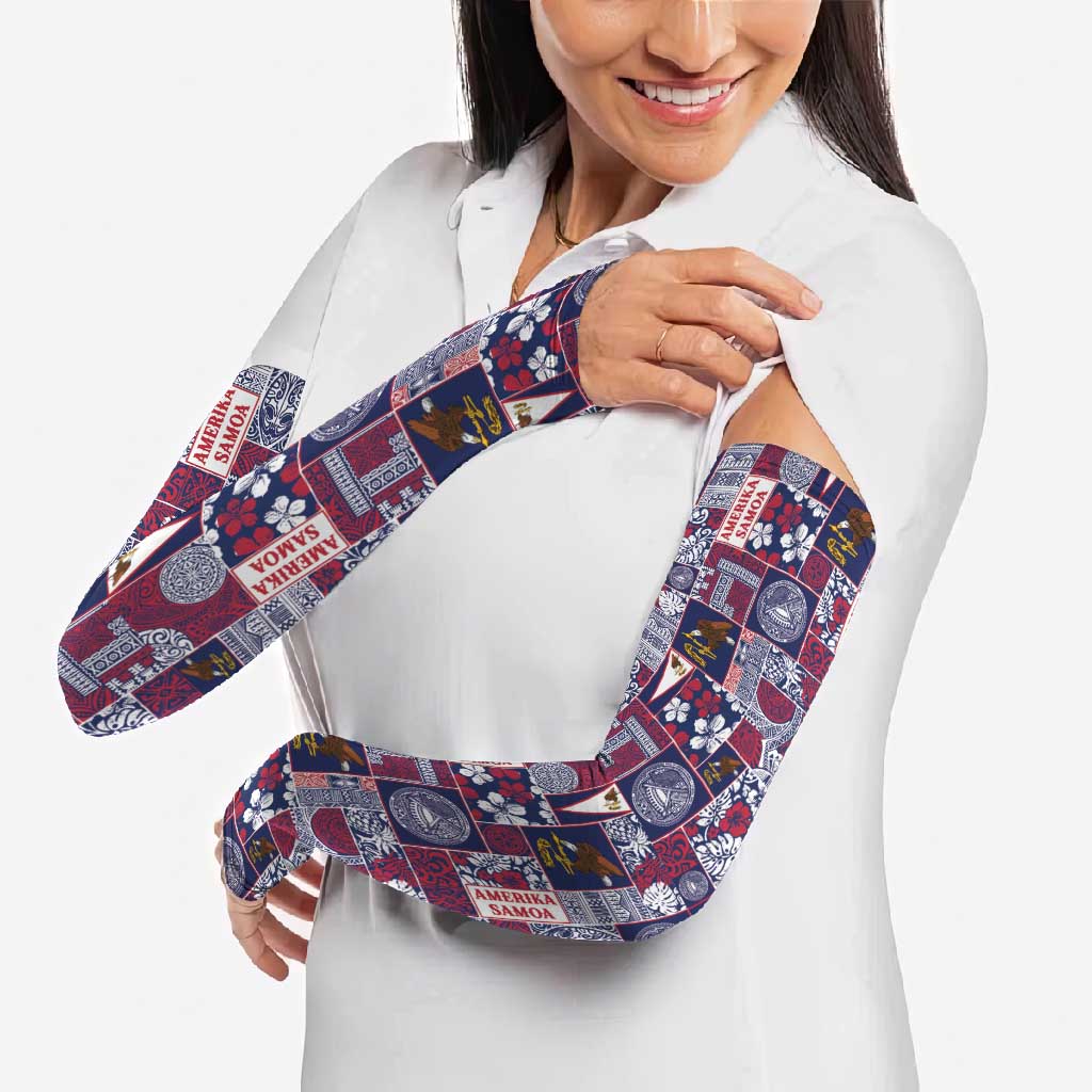Manuia le Kerisimasi American Samoa Arm Sleeves Pacific Patchwork Xmas Vibes LT9 - Polynesian Pride
