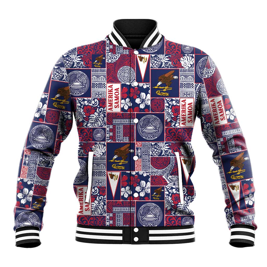 Manuia le Kerisimasi American Samoa Baseball Jacket Pacific Patchwork Xmas Vibes LT9 Unisex Blue - Polynesian Pride