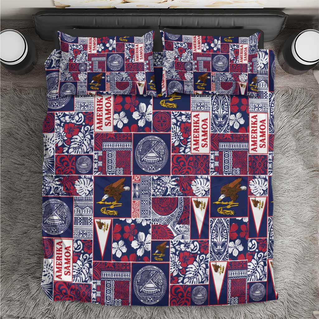 Manuia le Kerisimasi American Samoa Bedding Set Pacific Patchwork Xmas Vibes LT9 Blue - Polynesian Pride
