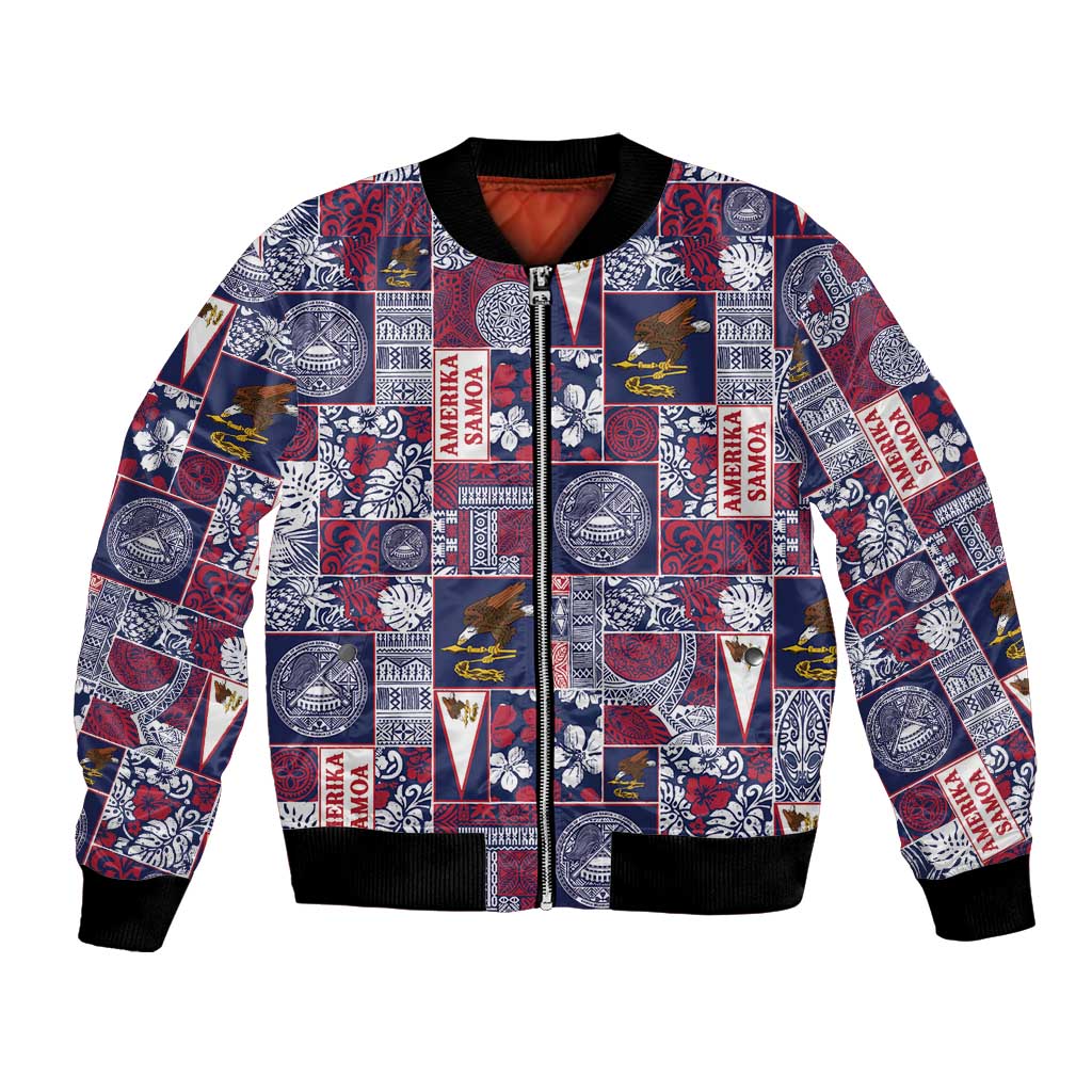 Manuia le Kerisimasi American Samoa Bomber Jacket Pacific Patchwork Xmas Vibes LT9 Unisex Blue - Polynesian Pride