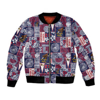 Manuia le Kerisimasi American Samoa Bomber Jacket Pacific Patchwork Xmas Vibes LT9 Unisex Blue - Polynesian Pride