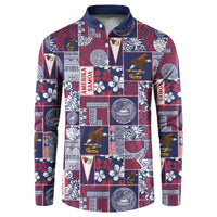 Manuia le Kerisimasi American Samoa Button Sweatshirt Pacific Patchwork Xmas Vibes LT9 Blue - Polynesian Pride