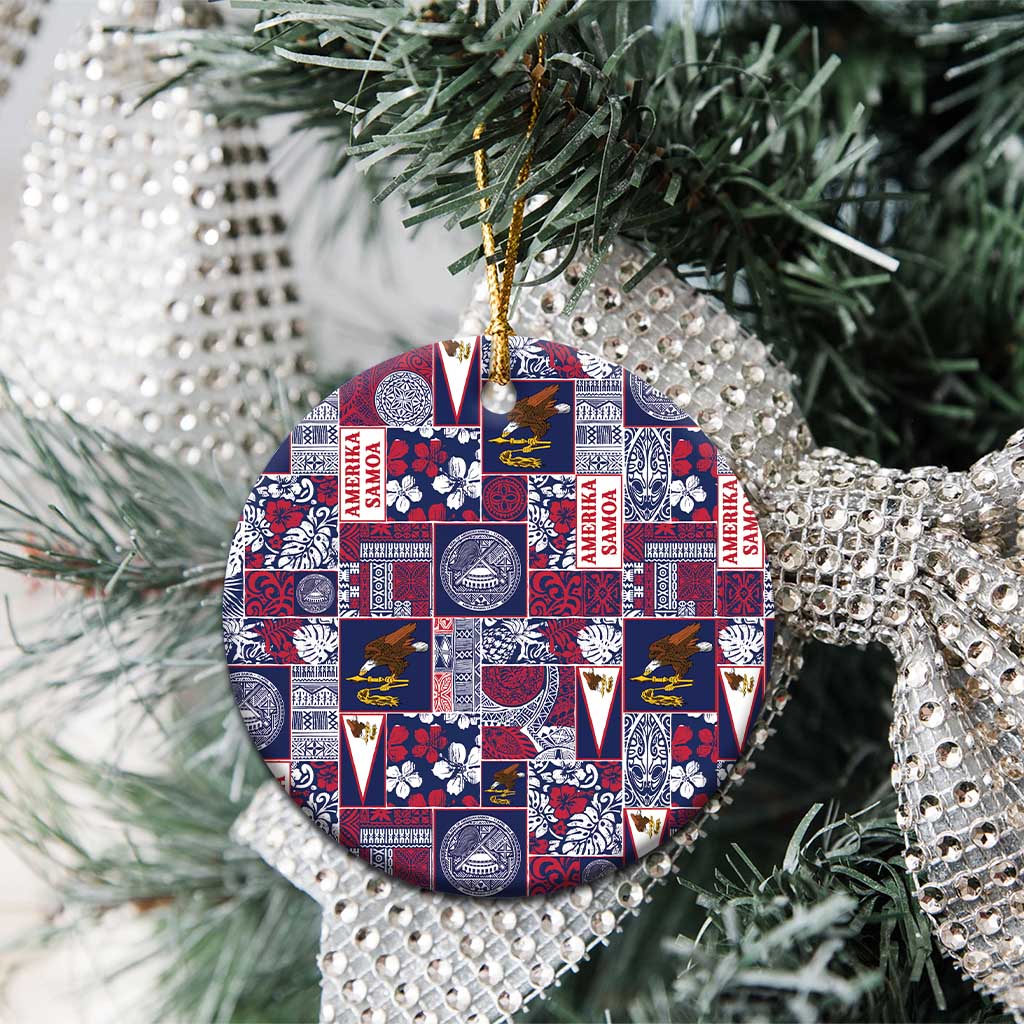 Manuia le Kerisimasi American Samoa Ceramic Ornament Pacific Patchwork Xmas Vibes - Polynesian Pride