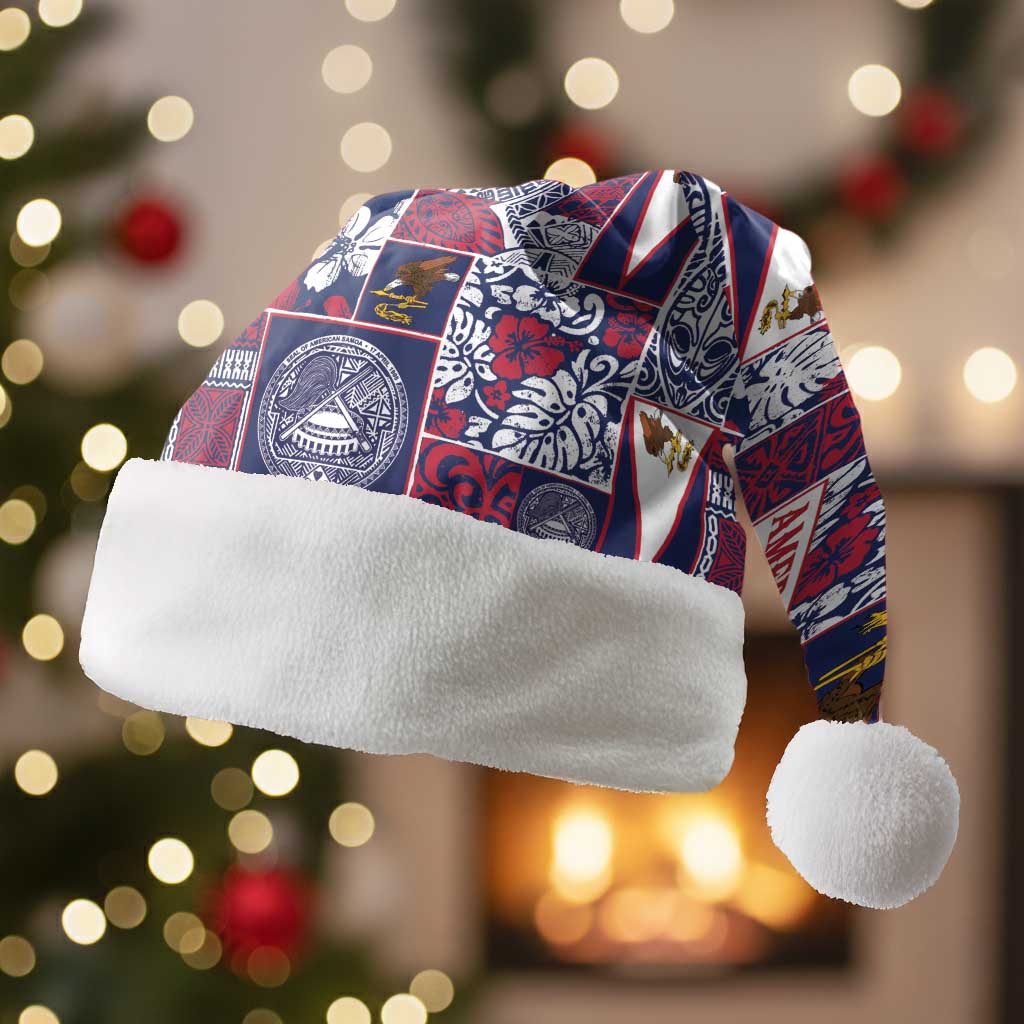 Manuia le Kerisimasi American Samoa Christmas Santa Hat Pacific Patchwork Xmas Vibes LT9 Without Fur Blue - Polynesian Pride
