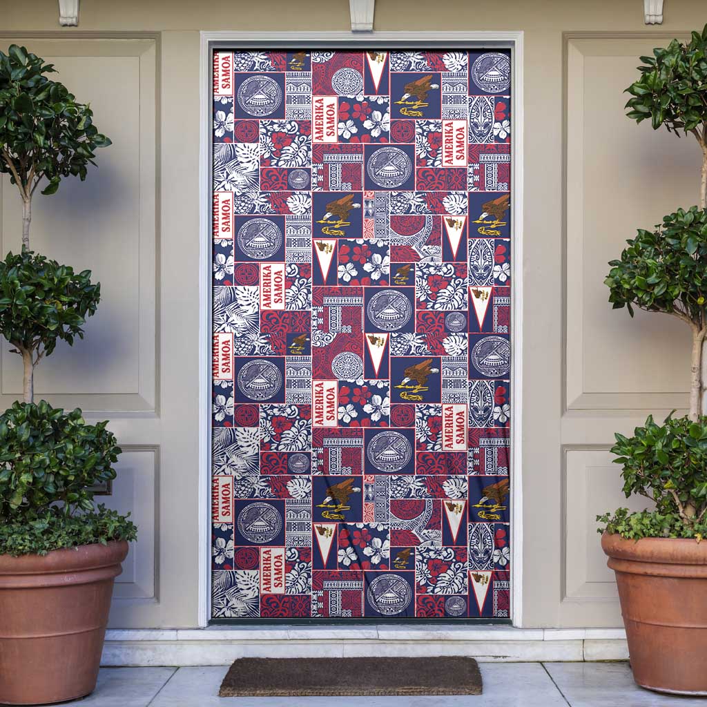 Manuia le Kerisimasi American Samoa Door Cover Pacific Patchwork Xmas Vibes - Polynesian Pride