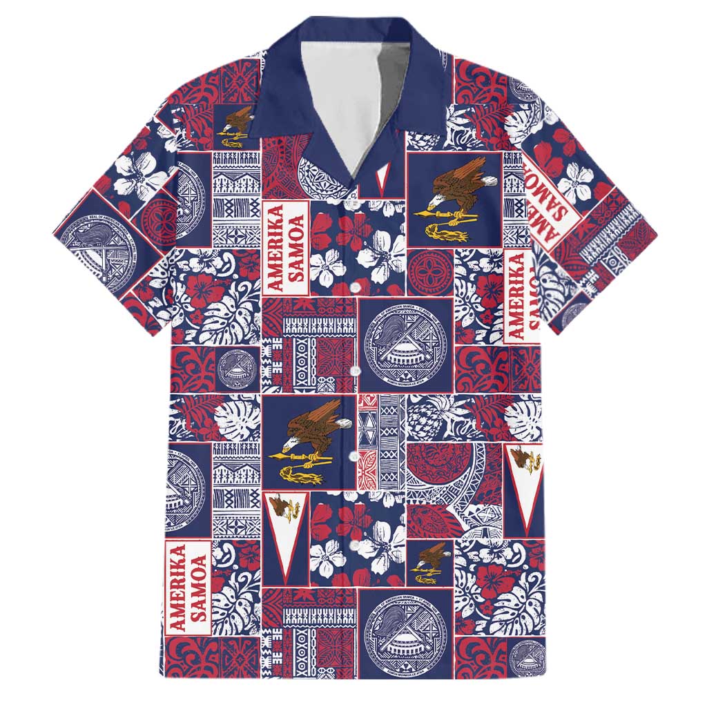 Manuia le Kerisimasi American Samoa Family Matching Puletasi and Hawaiian Shirt Pacific Patchwork Xmas Vibes LT9 Dad's Shirt - Short Sleeve Blue - Polynesian Pride