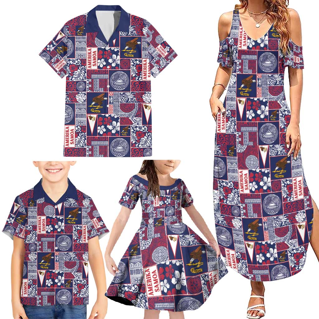 Manuia le Kerisimasi American Samoa Family Matching Summer Maxi Dress and Hawaiian Shirt Pacific Patchwork Xmas Vibes - Polynesian Pride