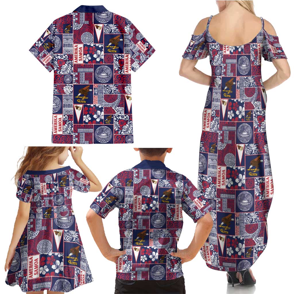 Manuia le Kerisimasi American Samoa Family Matching Summer Maxi Dress and Hawaiian Shirt Pacific Patchwork Xmas Vibes - Polynesian Pride