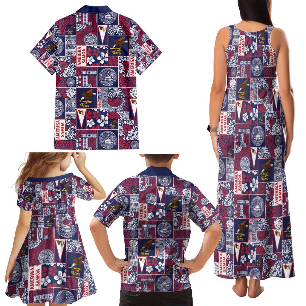 Manuia le Kerisimasi American Samoa Family Matching Tank Maxi Dress and Hawaiian Shirt Pacific Patchwork Xmas Vibes - Polynesian Pride