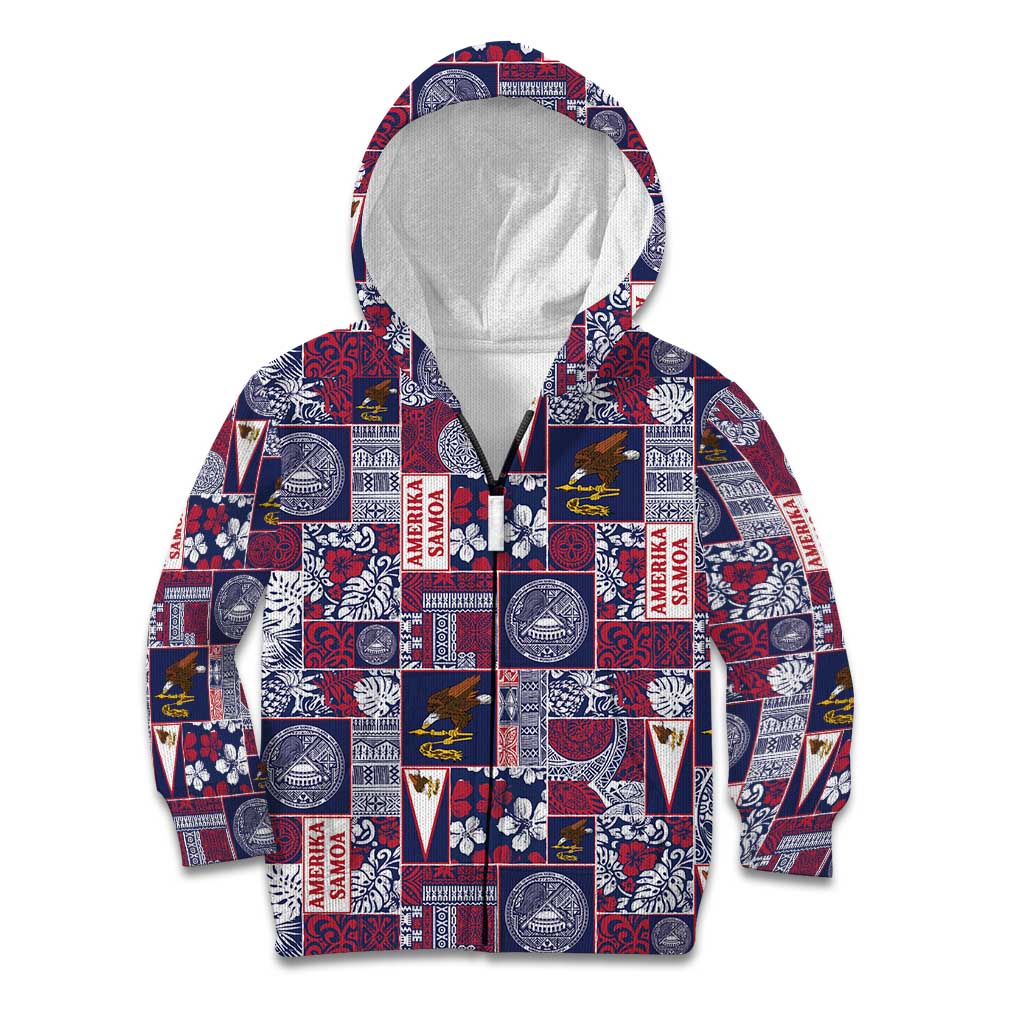 Manuia le Kerisimasi American Samoa Kid Hoodie Pacific Patchwork Xmas Vibes - Polynesian Pride