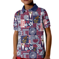 Manuia le Kerisimasi American Samoa Kid Polo Shirt Pacific Patchwork Xmas Vibes - Polynesian Pride