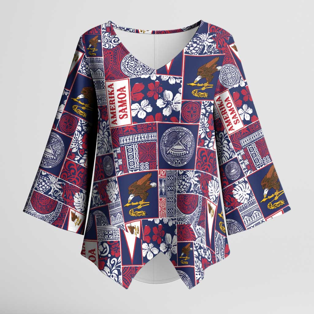 Manuia le Kerisimasi American Samoa Kimono Sleeve Blouse Pacific Patchwork Xmas Vibes - Polynesian Pride