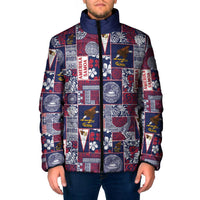 Manuia le Kerisimasi American Samoa Padded Jacket Pacific Patchwork Xmas Vibes LT9 Men Blue - Polynesian Pride