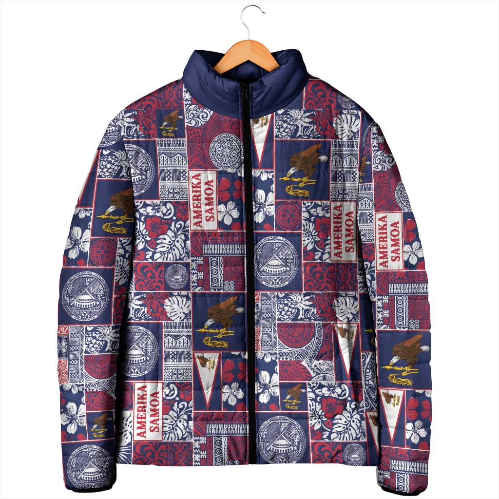 Manuia le Kerisimasi American Samoa Padded Jacket Pacific Patchwork Xmas Vibes LT9 - Polynesian Pride