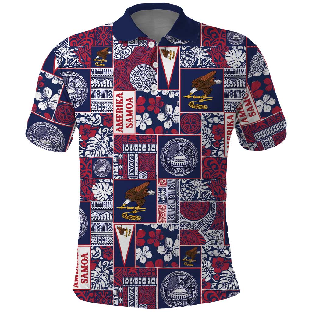 Manuia le Kerisimasi American Samoa Polo Shirt Pacific Patchwork Xmas Vibes - Polynesian Pride