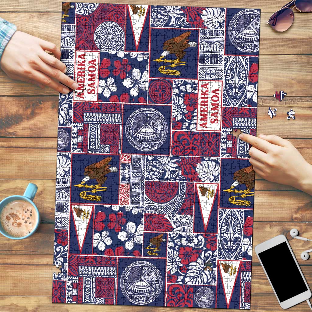 Manuia le Kerisimasi American Samoa Puzzle Pacific Patchwork Xmas Vibes LT9 Blue - Polynesian Pride