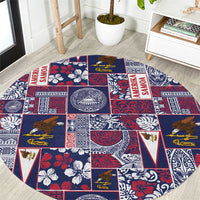 Manuia le Kerisimasi American Samoa Round Carpet Pacific Patchwork Xmas Vibes LT9 Blue - Polynesian Pride