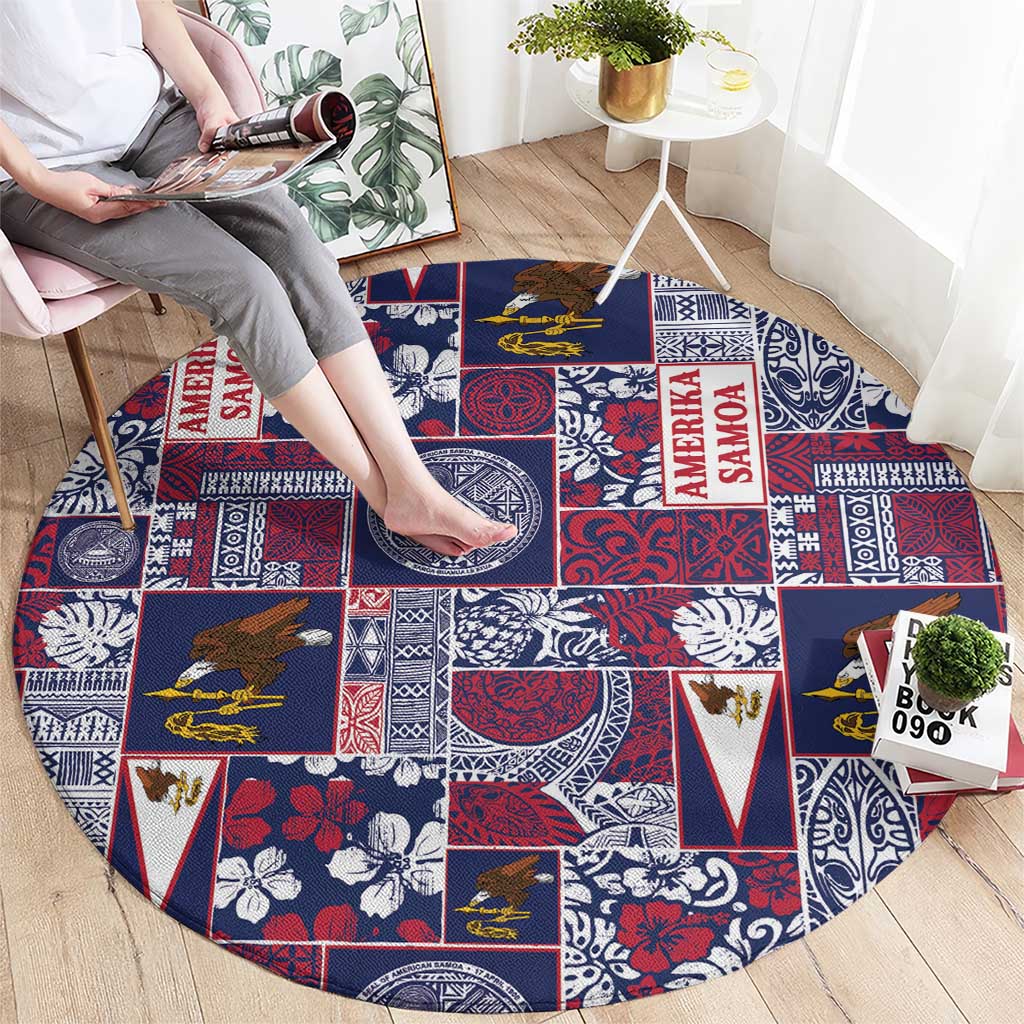 Manuia le Kerisimasi American Samoa Round Carpet Pacific Patchwork Xmas Vibes LT9 - Polynesian Pride