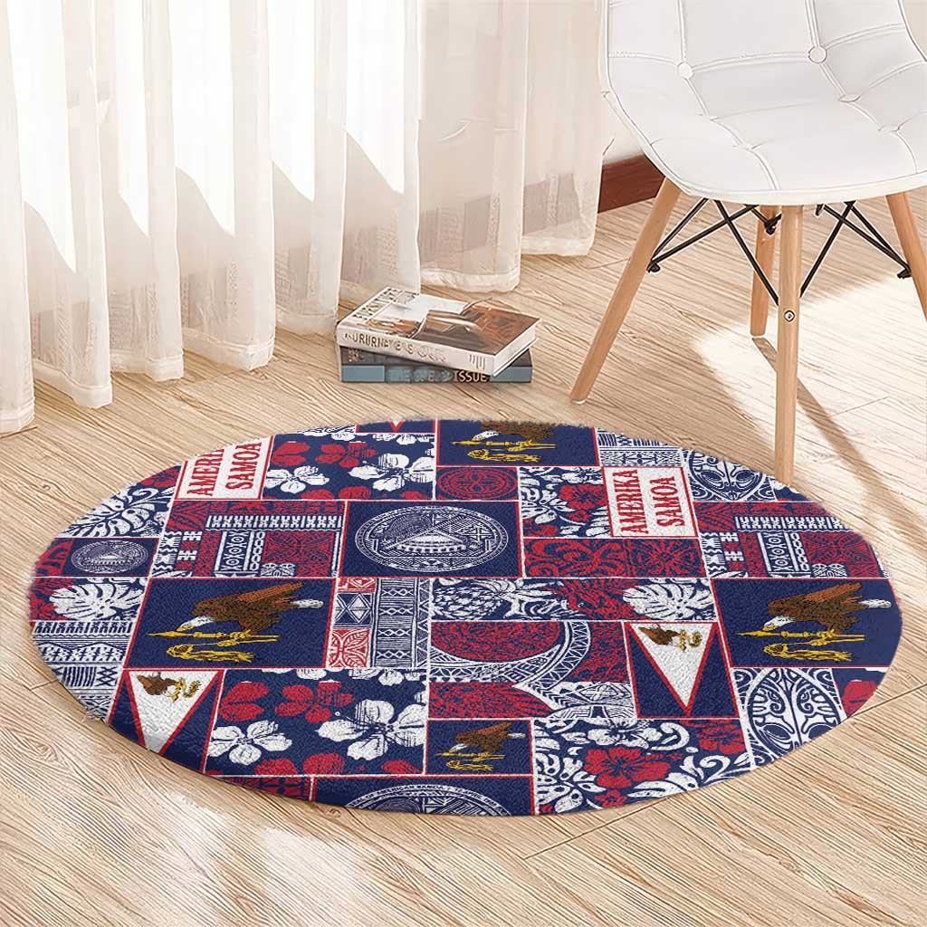 Manuia le Kerisimasi American Samoa Round Carpet Pacific Patchwork Xmas Vibes LT9 - Polynesian Pride