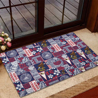 Manuia le Kerisimasi American Samoa Rubber Doormat Pacific Patchwork Xmas Vibes LT9 - Polynesian Pride