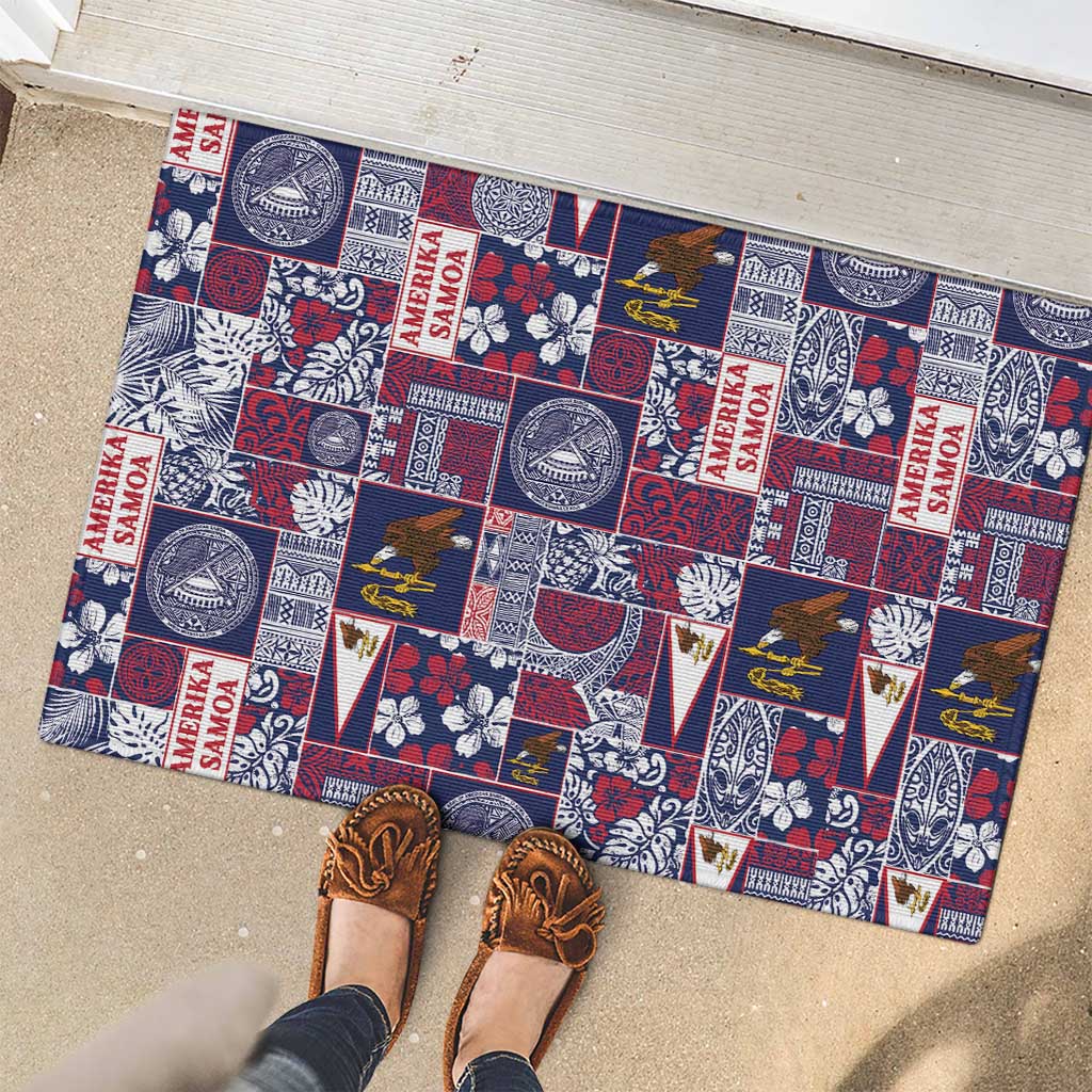 Manuia le Kerisimasi American Samoa Rubber Doormat Pacific Patchwork Xmas Vibes LT9 - Polynesian Pride