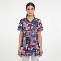 Manuia le Kerisimasi American Samoa Scrub Top Pacific Patchwork Xmas Vibes LT9 - Polynesian Pride