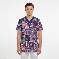 Manuia le Kerisimasi American Samoa Scrub Top Pacific Patchwork Xmas Vibes LT9 - Polynesian Pride