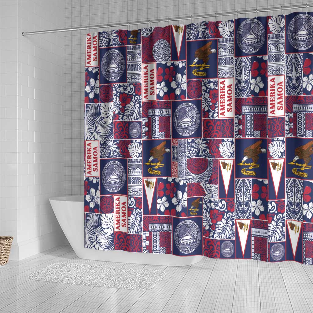 Manuia le Kerisimasi American Samoa Shower Curtain Pacific Patchwork Xmas Vibes - Polynesian Pride