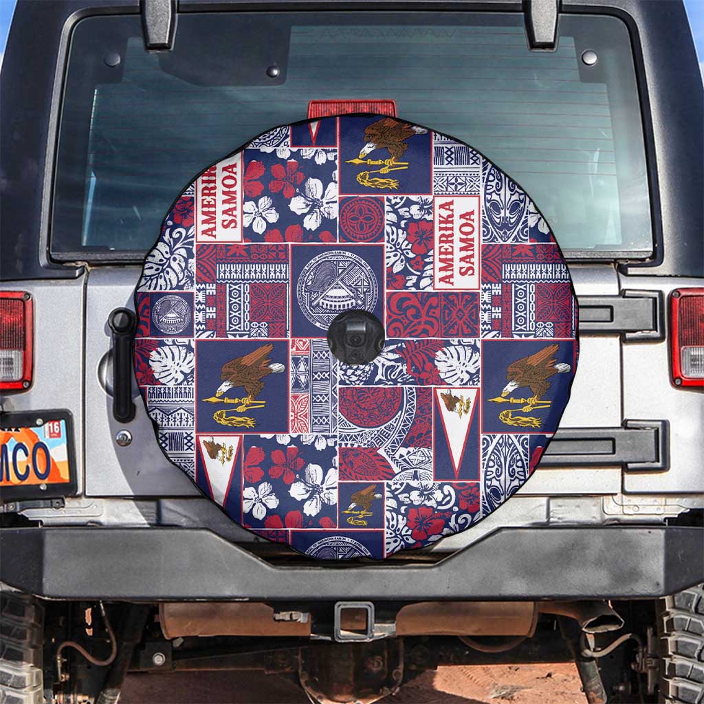 Manuia le Kerisimasi American Samoa Spare Tire Cover Pacific Patchwork Xmas Vibes - Polynesian Pride
