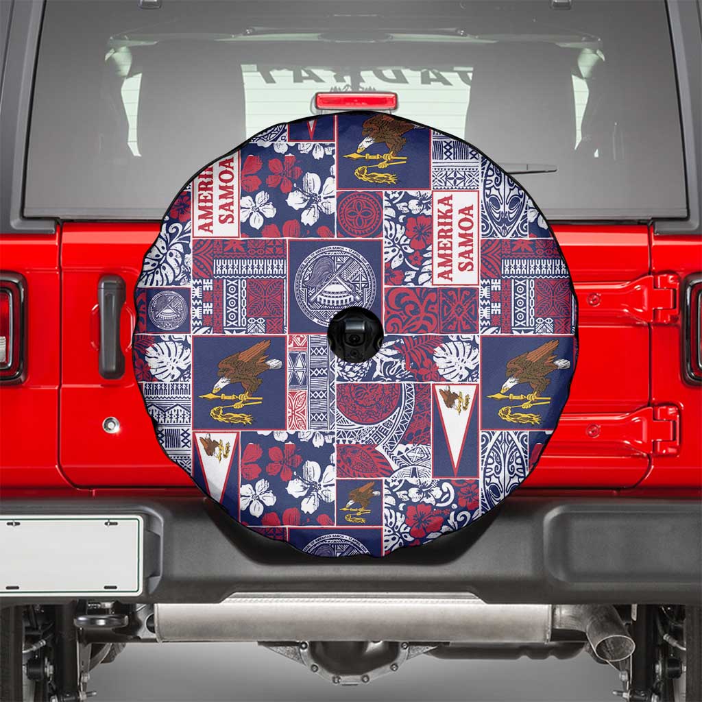 Manuia le Kerisimasi American Samoa Spare Tire Cover Pacific Patchwork Xmas Vibes - Polynesian Pride