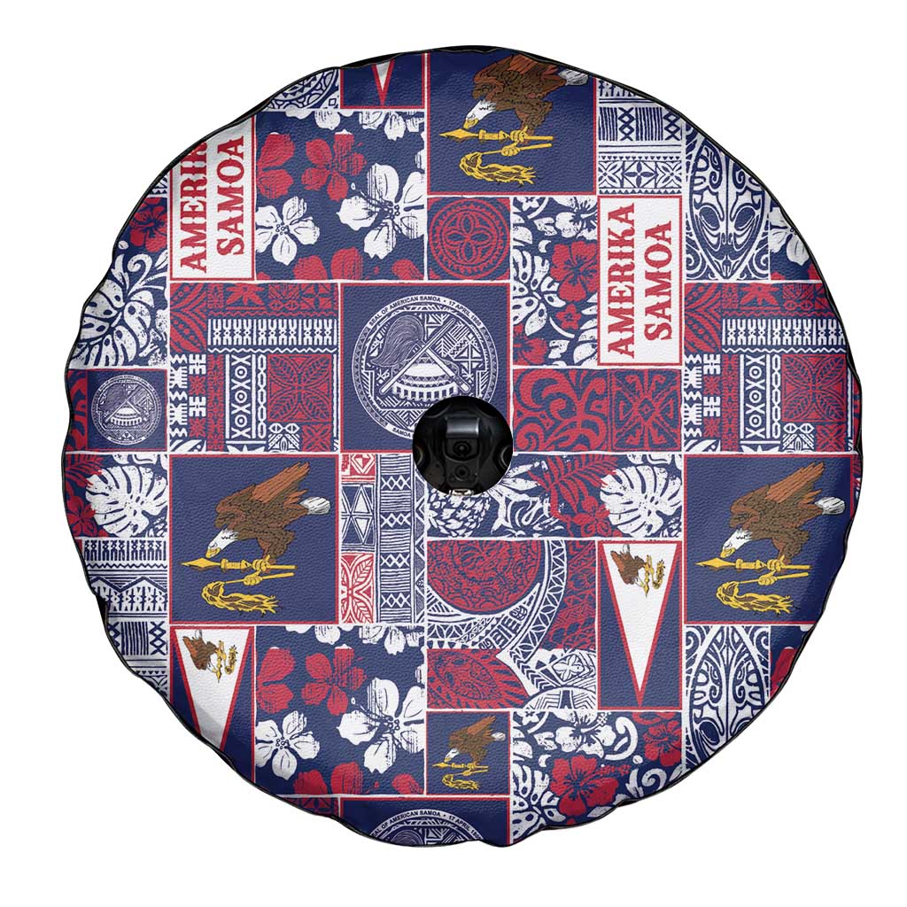 Manuia le Kerisimasi American Samoa Spare Tire Cover Pacific Patchwork Xmas Vibes - Polynesian Pride