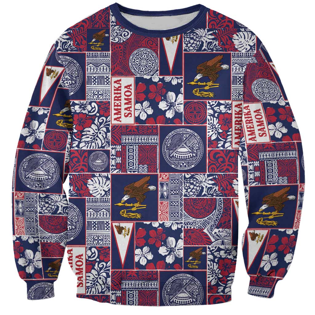 Manuia le Kerisimasi American Samoa Sweatshirt Pacific Patchwork Xmas Vibes LT9 Unisex Blue - Polynesian Pride
