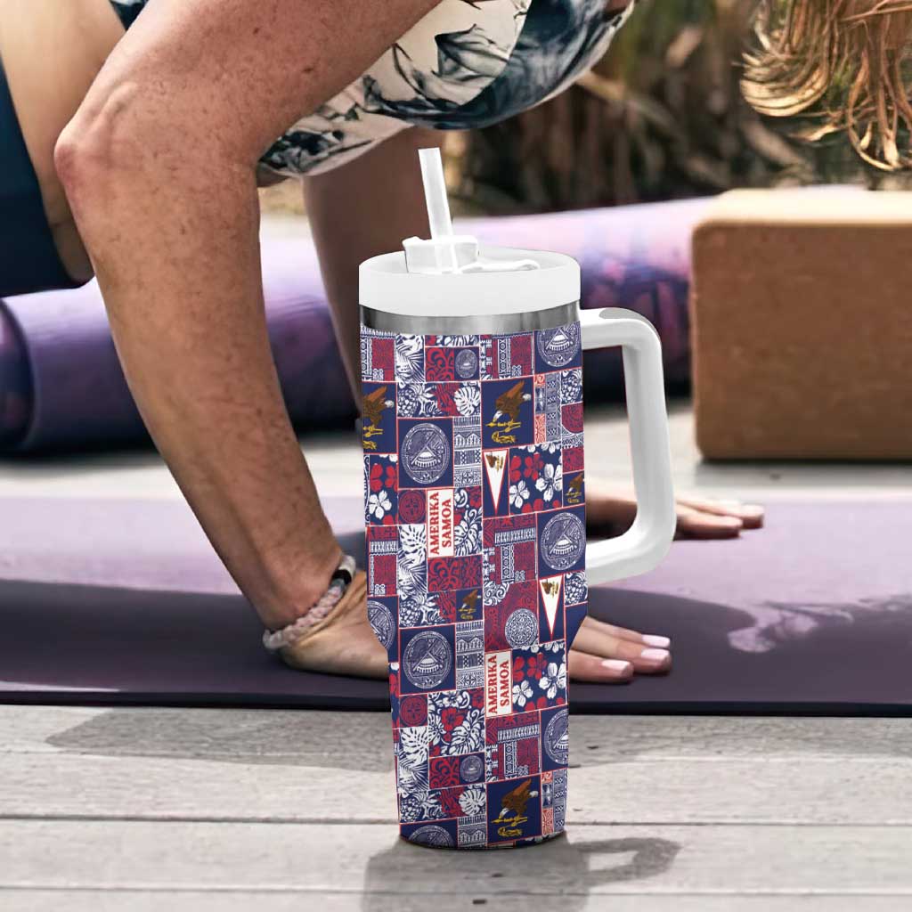 Manuia le Kerisimasi American Samoa Tumbler With Handle Pacific Patchwork Xmas Vibes - Polynesian Pride
