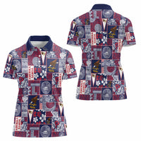 Manuia le Kerisimasi American Samoa Women Polo Shirt Pacific Patchwork Xmas Vibes - Polynesian Pride