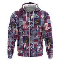Manuia le Kerisimasi American Samoa Zip Hoodie Pacific Patchwork Xmas Vibes LT9 Zip Hoodie Blue - Polynesian Pride