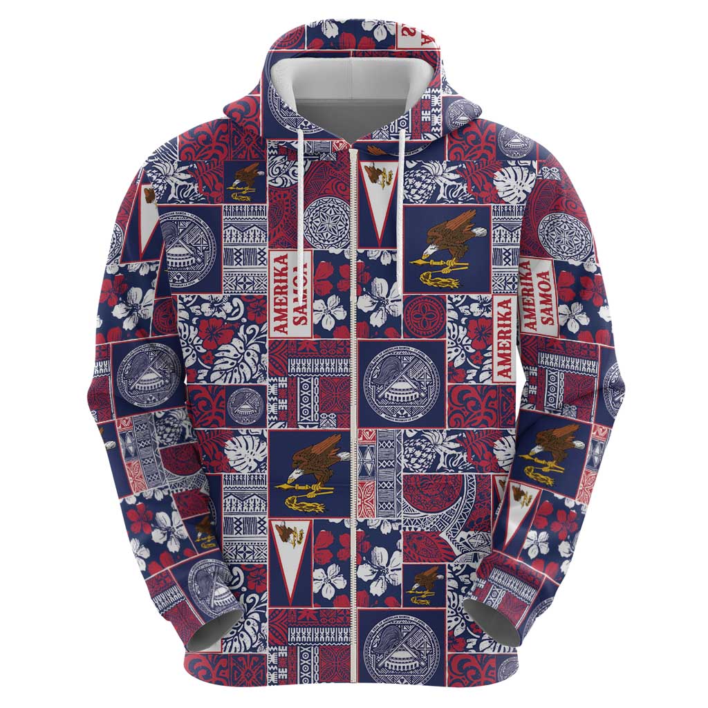 Manuia le Kerisimasi American Samoa Zip Hoodie Pacific Patchwork Xmas Vibes LT9 - Polynesian Pride