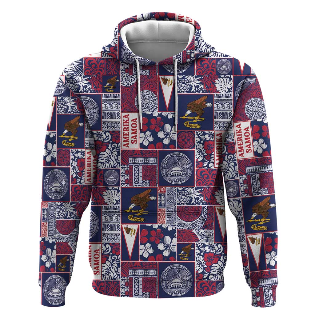 Manuia le Kerisimasi American Samoa Zip Hoodie Pacific Patchwork Xmas Vibes LT9 Pullover Hoodie Blue - Polynesian Pride