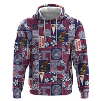 Manuia le Kerisimasi American Samoa Zip Hoodie Pacific Patchwork Xmas Vibes LT9 Pullover Hoodie Blue - Polynesian Pride