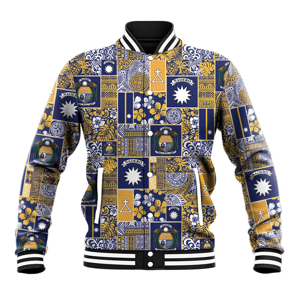 Ekamawir omo Nauru Baseball Jacket Pacific Patchwork Xmas Vibes - Polynesian Pride