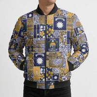 Ekamawir omo Nauru Bomber Puffer Jacket Pacific Patchwork Xmas Vibes - Polynesian Pride